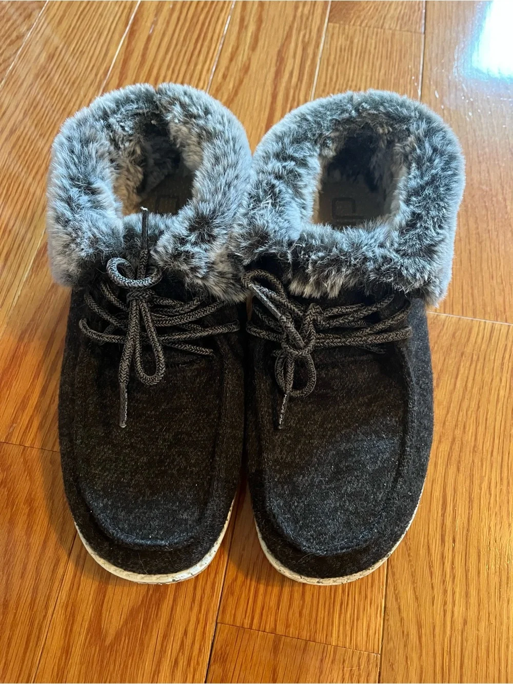 Hey Dude Women’s Britt Faux Fur Lined Slip-Ons in Black - Size 6